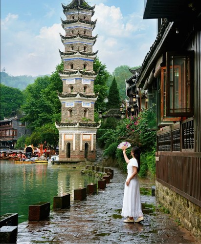 Wanming Pagoda on the Tuojiang River