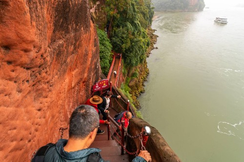 Buddha plank walkway and river