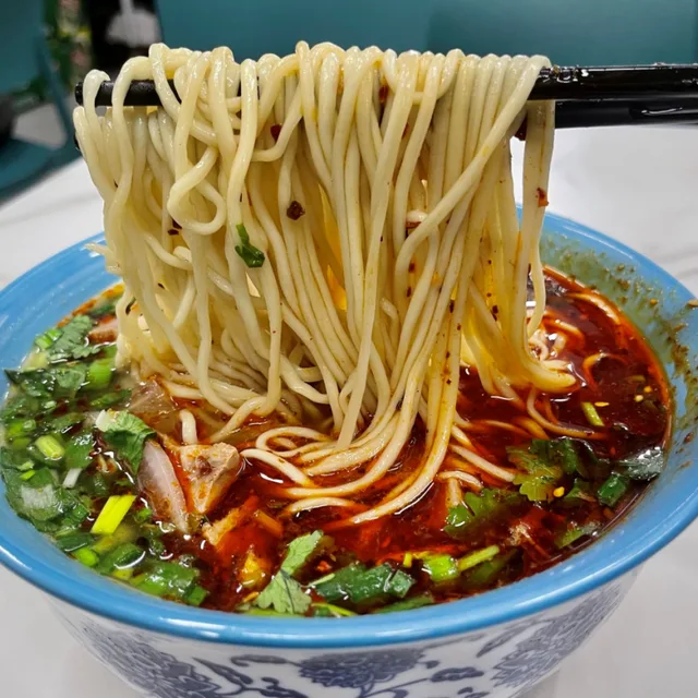 A bowl of hand-pulled Lanzhou beef noodles